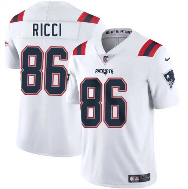Men & Women & Youth New England Patriots #86 Giovanni Ricci White 2025 Vapor Limited Stitched Jersey->new england patriots->NFL Jersey